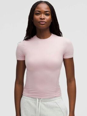 Lululemon Wundermost Ultra-Soft Nulu Hip-Length Crewneck Shirt Pink Haze